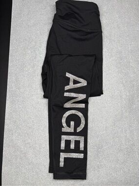 Victoria's Secret Black Leggings with Silver 'ANGEL' Logo